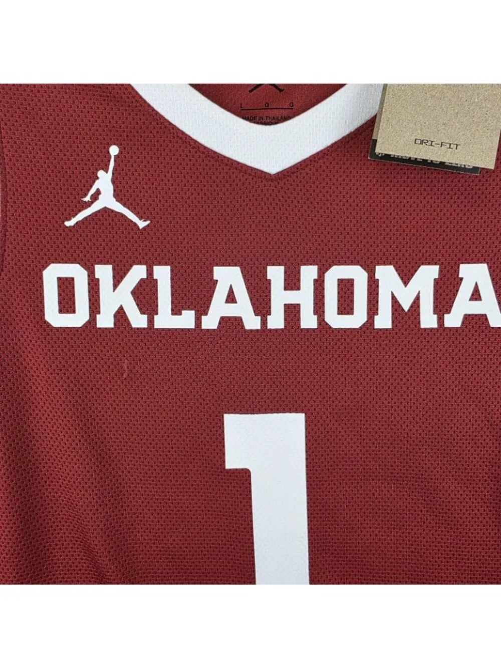 Jordan Oklahoma Sooners #1 Jersey Mens L Red Dri-FIT Basketball NCAA NWT